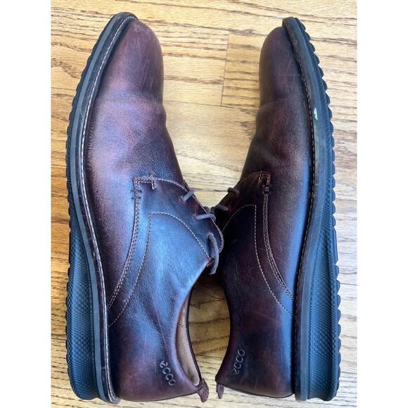 ECCO Men’s Hybrid Brown Leather Plain Toe Lace Up Oxford Shoe Sz 46/12-12.5 - Picture 6 of 9
